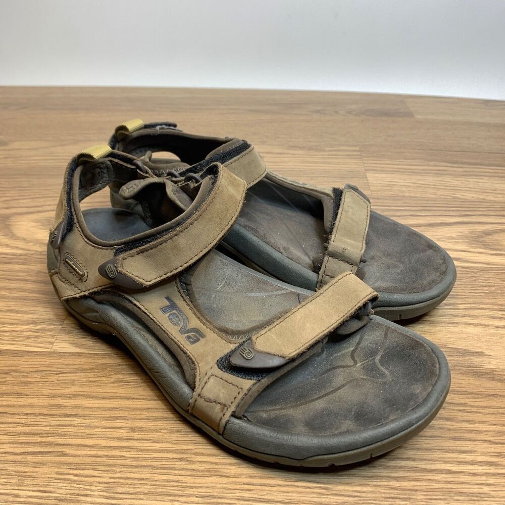 Mens 8 Teva Tanza Universal Brown Leather Gorpcore Hiking Outdoor Sport Sandals
